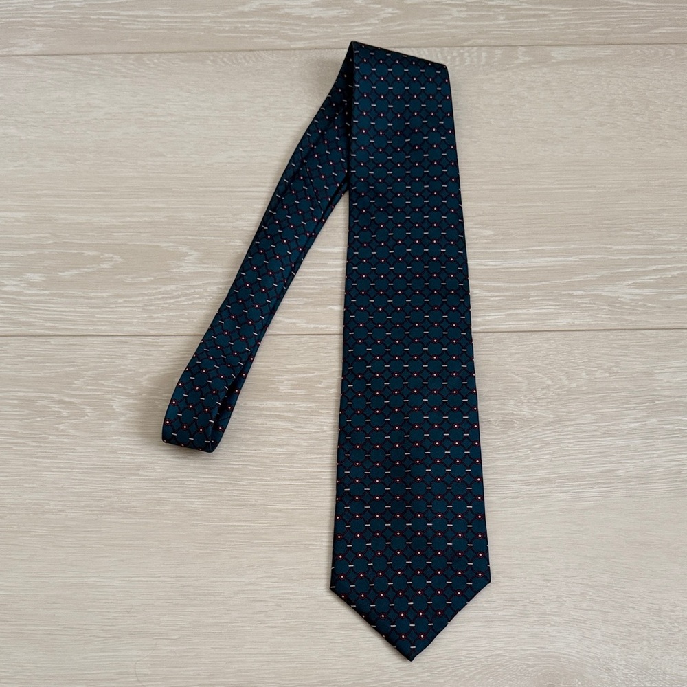 3/$10 Bert Pulitzer Dark Teal Red Pattern Dot Tie